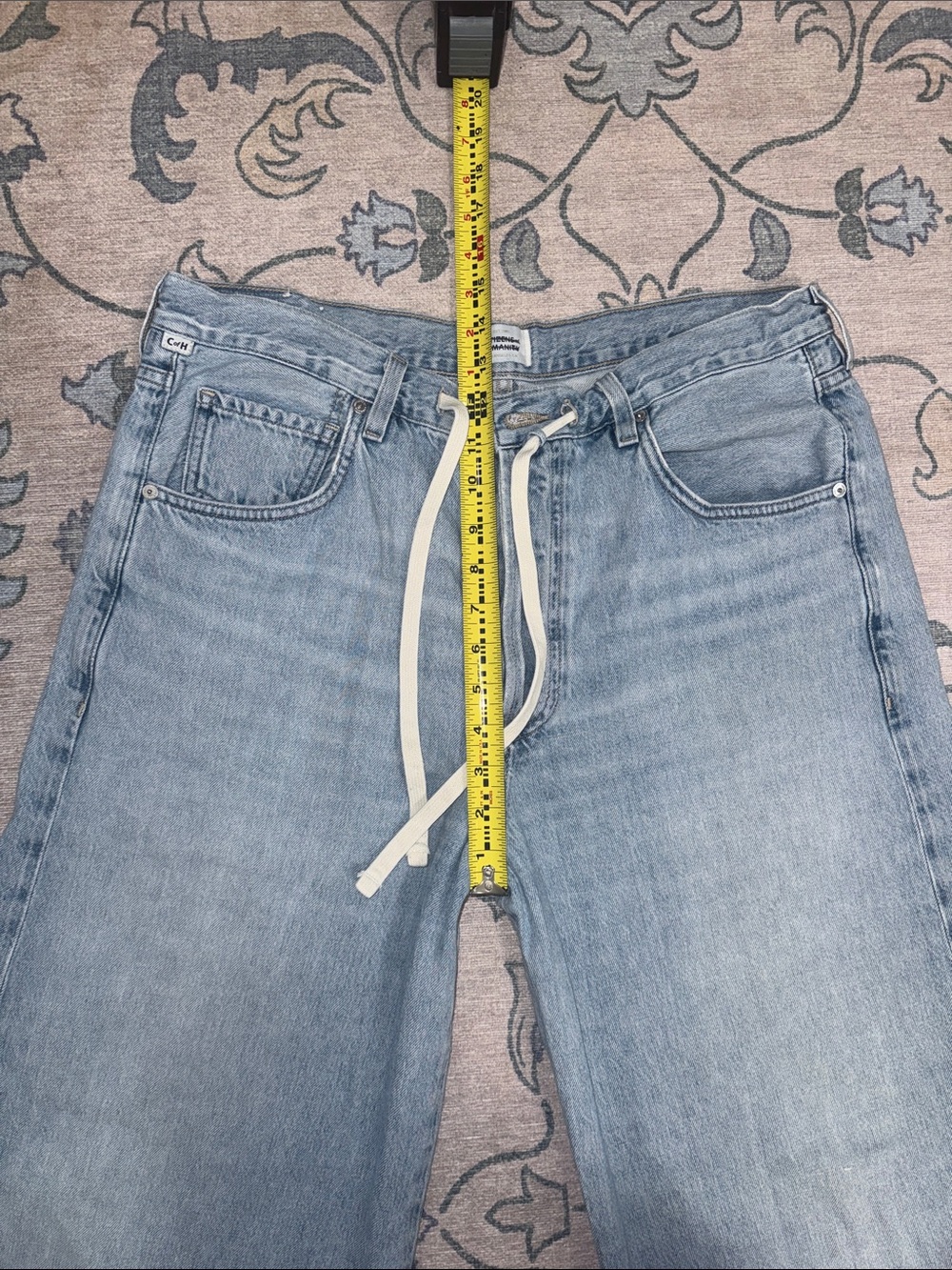 Citizens Of Humanity Brynn Drawstring Trouser Wide-leg Cropped Jeans Blue Lace - Picture 8 of 13